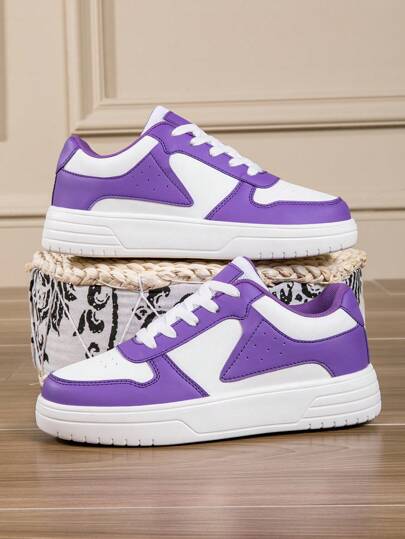 Unisex Purple/White Fashionable Simple Casual Sneakers For Men, Sports Shoes
