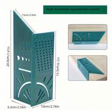 1 Piece Multifunctional Angle Ruler Woodworking Line Ruler Measuring Ruler 45 Degree Line Ruler Woodworking Marking Gauge Woodworking Tools - Army Green - View 3