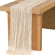 Cirelle 1 pieza Mantel de gasa estilo bohemio para bodas, baby shower/bridal shower, decoración de fiesta de vacaciones, corredor de mesa rústico de tela de vestir de queso de gasa