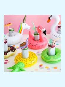 Flotadores inflables para sostener bebidas, flotador para latas de bebidas, accesorios para piscinas con bebidas, para fiestas de piscina, juegos de playa de verano, natación, reuniones, vacaciones, baños, compartiendo la felicidad con familiares y amigos (Flamingo, Unicornio, Donuts, Palmeras) - Multicolor - Ver 2