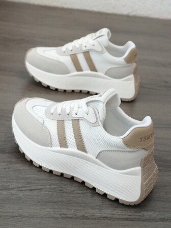 [Thick Soled & Tall Series] Spring Break 2025 New Women's Casual Shoes, White Shoes, Comfortable Sports Shoes, 6cm Height Increase, Suitable For Short Women Sports Style