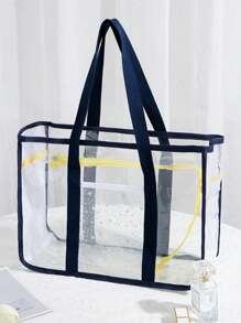 1 Piece 透明果冻袋 大容量 高品质 PVC 透明沙滩包 手提包 化妆品收纳包 洗漱包 浴室防水游泳收纳包 单肩洗漱包 沙滩包 (多色) 度假包 度假必备 夏季度假 - 無色 - 查看 12