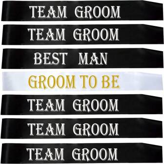 7 PCS Bachelorette Sashes Set For Groomsmen, Black Team Groom Sashes For Bachelor Bridal Shower Supplies Wedding Parties Decorations Favors Gifts,Christmas