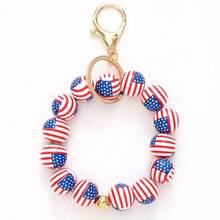 1pcAmerican Independence Day Fresh And Simple Colorful Full Screen Star Bracelet Keychain Pendant - one-size - View 8