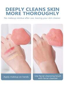 1pc Pink Silicone Face Cleansing Brush, Deep Pore Cleaning Blackhead Remover Manual Tool For Men And Women - Pink - View 5