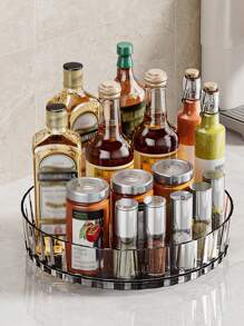 1pc Kitchen Rotating Storage Rack, 360 Degree Rotating Spice Rack, Home Organizer For Seasoning Condiments - White - View 1