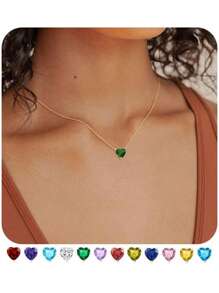 1 pezzo Ciondolo a forma di cuore in acciaio inossidabile con pietra zodiacale, regalo per mamma e figlia, per San Valentino