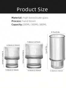 Ly Cúp Sọc Có thể xếp chồng lên nhau Chống nóng Cà phê Cốc tròn có quai Nước ép Sữa Whisky Cocktail Uống rượu Kính Đồ uống - Trong sáng - Xem 11