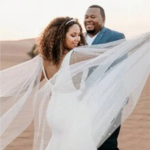 1pc Long Pearl Trim Hooded Cape, Bride Wedding Dress Accessory, Actress Stage Performance Costume, Photography Studio Outfit Fall Clothes For Women