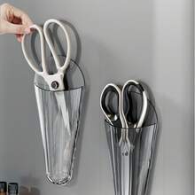 1pc Kitchen Multifunctional Wall Mounted Scissor Holder With Adhesive Back Scissor Storage Rack, Multifunctional Kitchen Storage Chopstick Holder - Multicolor - View 7
