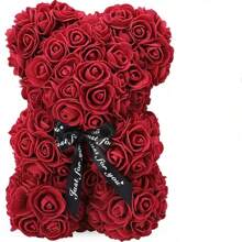 1 件纯手工玫瑰熊，送给女儿、朋友、周年纪念和新娘送礼会、圣诞节的礼物 - 彩色 - 查看 16