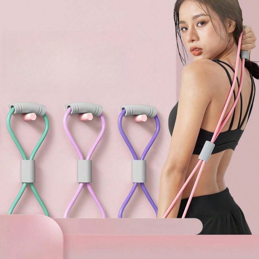 1pc Elastic Resistance Band Fitness 8-Shaped Yoga Pull Rope Muscle Training Equipment For Shoulder, Back And Chest Stretching - Multicolor - View 1