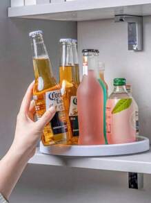 Blanco cocina Plato giratorio , multifuncional encimera Botella de condimento Organizador ,Estante para Especias Giratorio de 2 Niveles ,Rotación Libre De 360° - Blanco - Ver 4