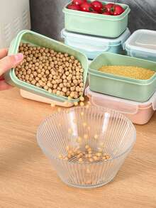 1/4pcs Food Preservation Box, Sealed Container With Draining Tray And Fridge Storage Box, Reusable Rectangular Lock Box For Keeping Vegetables Fresh And Crisp, Dumplings, Meat, Eggs, Ginger, Garlic And Onion, Kitchen Tool - Multicolor - View 3