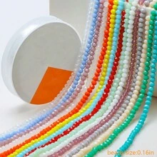 0.4cm/0.6cm Crystal Glass Flat Beads, 15 Solid Colors, With String Bag And Elastic Cord Roll, DIY Handmade Jewelry Accessories, Clothing & Shoe Decoration, Mobile Phone Chains Braiding Materials, Gift Making Supplies - 15 Colors Yarn Bag Flat Beads - View 5