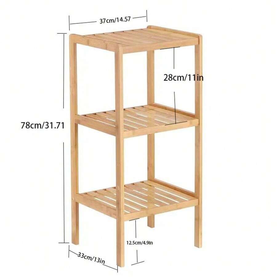 Bamboo Storage Rack, 3-Tier Shelving Unit For Bathroom, Living Room, And Kitchen,Kitchen,Summer Beach Party,Food,Camping,Organizer,Room Decor,Kitchen Items." - Mustard Yellow - View 1