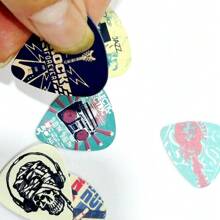 Juego de 6 piezas de púas de guitarra con diseños coloridos y estuche de PU - Opciones de grosor de 0,46/0,71/1,0 mm, accesorios de instrumento musical con diseños vibrantes, regalo para entusiastas de la música - elementos musicales - Ver 6