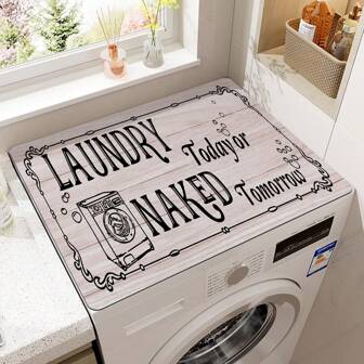 1pc Laundry Room Letters Print Washing Machine Dust Cover Pad,Countertop Absorbent Table Mat,Absorbent & Quick-Dry Fridge Mat, Microwave Oven Dust Cover,Soft Diatom Mud Drainage Pad,Non-Slip Super Absorbent And Wear-Resistant Dish-Washing Dry Pad,19.7*23.6 Inch Modern Washing Machine & Dryer Top Cover,Suitable For Laundry Room And Kitchen,Bag,Organizer,Storage