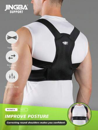 JINGBA SUPPORT (ACHETEZ UNE TAILLE AU-DESSUS) Femmes Hommes Soutien de dos réglable Sangle de maintien des épaules Ceinture de maintien de la posture Accessoires de sport