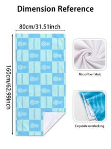 1入70*160cm個性化鳳梨圖案超細纖維沙灘巾，時尚泳池海邊度假戶外旅行休閒沙灘毯 - 彩色 - 查看 2