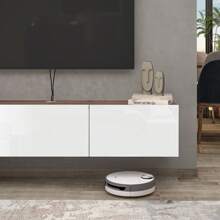 Atelier Mobili Floating TV Stand, Floating Entertainment Center, Floating TV Console, Floating Media Console, Floating TV Stand Wall Mounted - Trắng bóng / Gỗ sồi đồng quê - Xem 5