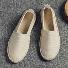 Chaussures de pêcheur en canevas respirante pour hommes, semelle en corde de chanvre, sans lacet, absorbante, anti-odeur, légère, tressée, décontractée, pour les vacances, en canevas de chanvre, chaussures plates noires et blanches, chaussures décontractées respirantes, chaussures de voyage blanches pour les vacances, chaussures noires en corde de chanvre, chaussures unisexes à semelle en chanvre, chaussures à semelle dure pour hommes