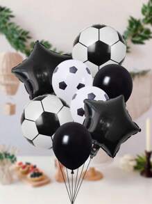 8pcs Soccer Themed Balloon, 18-Inch Soccer Shaped Foil Balloon & 12-Inch Soccer Printed Latex Balloon, Ideal For Sports & Birthday Party Decorations, - Multicolor - View 3