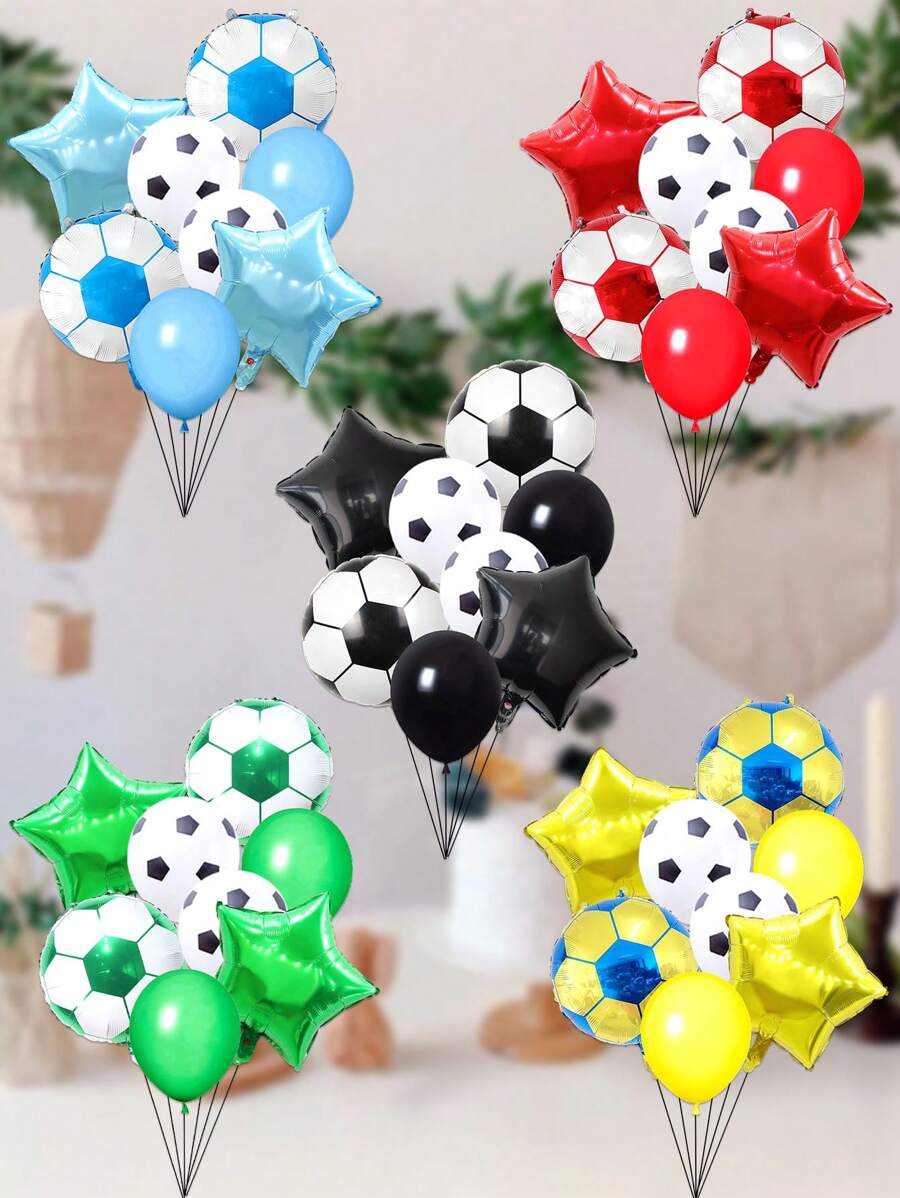 8pcs Soccer Themed Balloon, 18-Inch Soccer Shaped Foil Balloon & 12-Inch Soccer Printed Latex Balloon, Ideal For Sports & Birthday Party Decorations, - Multicolor - View 1