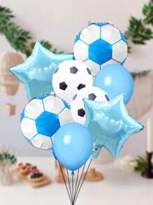 8pcs Soccer Themed Balloon, 18-Inch Soccer Shaped Foil Balloon & 12-Inch Soccer Printed Latex Balloon, Ideal For Sports & Birthday Party Decorations, - Multicolor - View 7
