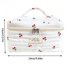 2pcs Cherry Shaped Makeup Bag Set For Women/Girls, Travel Toiletry Organizer Pouch, Gift - Red and White - View 2