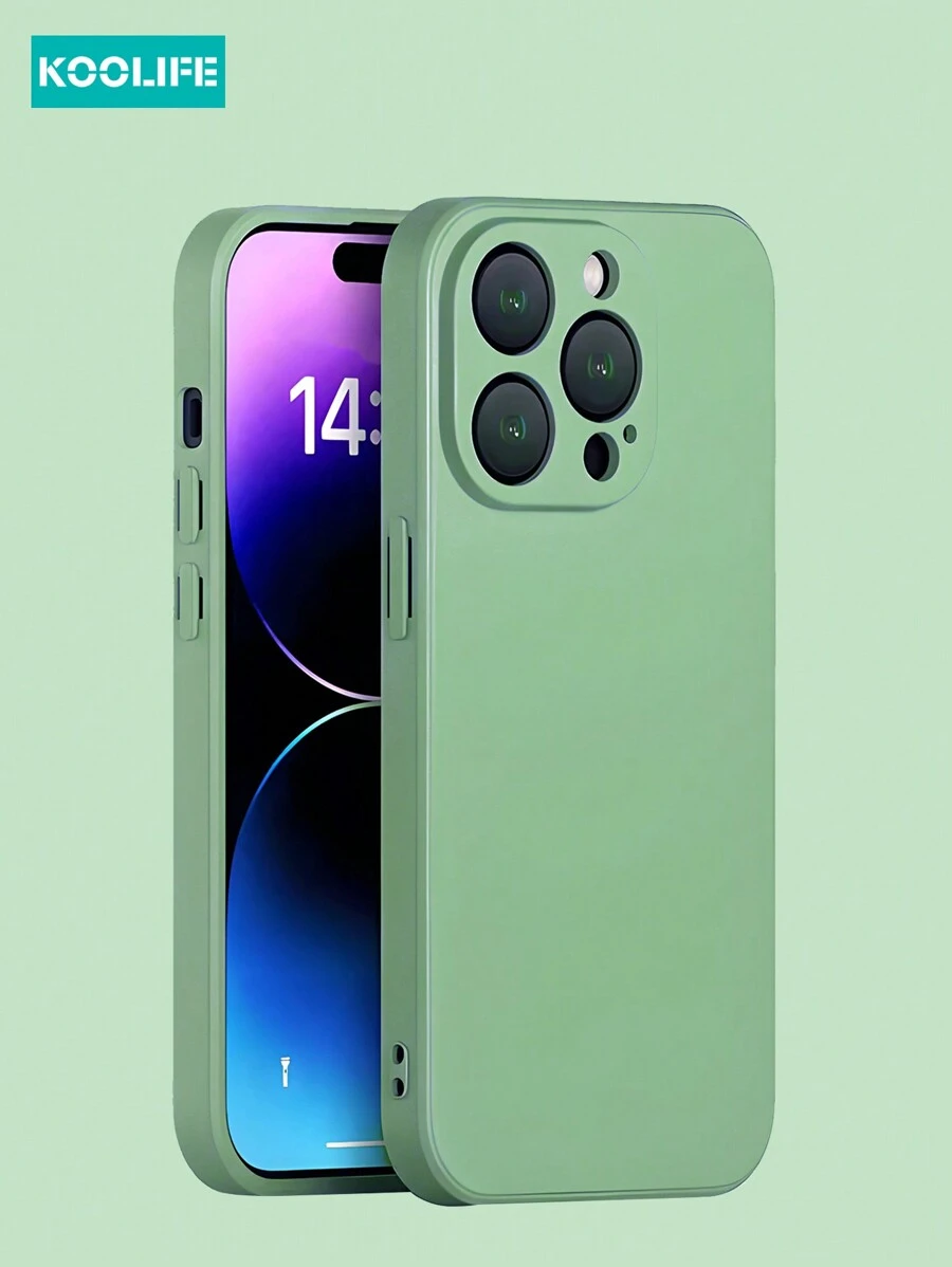 1pc Liquid Silicone Phone Protective Case Compatible With IPhone 17 ProMax/17/17 Pro/17 Air/16/16 Pro/16 Plus/16 ProMax/13/13 Pro/13 ProMax/14/14 Plus/14 Pro/14 ProMax/15/15 Pro/15 Plus/15 Pro/15 ProMax, Shock-Proof, Multi-Color Options - Matcha Green - View 1