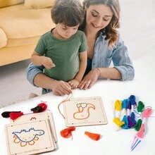 DIY Embroidery Thread Kit For Handmade Sewing, Early Education, Wooden Toy With Intellectual Props As Gift - Multicolor - View 4