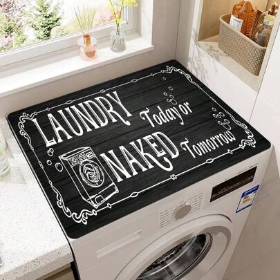 1pc Laundry Room Letters Print Washing Machine Dust Cover Pad,Countertop Absorbent Table Mat,Absorbent & Quick-Dry Fridge Mat, Microwave Oven Dust Cover,Soft Diatom Mud Drainage Pad,Non-Slip Super Absorbent And Wear-Resistant Dish-Washing Dry Pad,19.7*23.6 Inch Modern Washing Machine & Dryer Top Cover,Suitable For Laundry Room And Kitchen,Bag,Organizer,Storage
