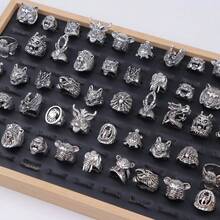 10 Cái/gói Phong Cách Retro Punk Thiết Kế Hình Thú Độc Đáo Bộ Nhẫn Sư Tử & Rồng-Món Quà Unisex Hoàn Hảo Cho Trang Phục Hàng Ngày Của Nam Giới, Lễ Hội, Lễ Hội Và Các Bữa Tiệc - 10 chiếc nhẫn hợp kim hình thú - Xem 4