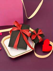 1捆，4cm紅絲帶，手工藝布帶，適用於禮品包裝、花束、婚禮派對裝飾、情人節裝飾、場景裝飾、房間裝飾、家居裝飾、辦公室裝飾、主題派對裝飾、聖誕節裝飾 - 紅色 - 查看 3