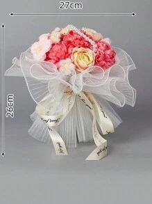 Wedding Bouquets For Bride Bridesmaid, Silk Rose Carnation Bride Bridesmaid Hand Holding Flower Bouquet For Valentines Day Decor Wedding Party Supplies Home Decor