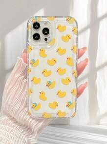 卡通鸭子印花透明手机壳适用于 iPhone11/12/13/14/15/15pro/15 Plus/15 Promax/7plus/8plus/X/Xs Max/Xr/11pro/12pro/13pro/14pro/12mini/13mini/11promax/12promax/13promax/14promax/14plus/6/6s/6plus/7/8/Se&兼容三星 Galaxy/A54/A14/A12/A13/A15/A32/A33/A24/A52S/S20/S21/S22/S23/S24/S23Plus/S24ultra - 無色 - 查看 2