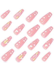 24 piezas de etiquetas engomadas con forma de corazón y estrella de oro helado para usar - Rosa - Ver 2