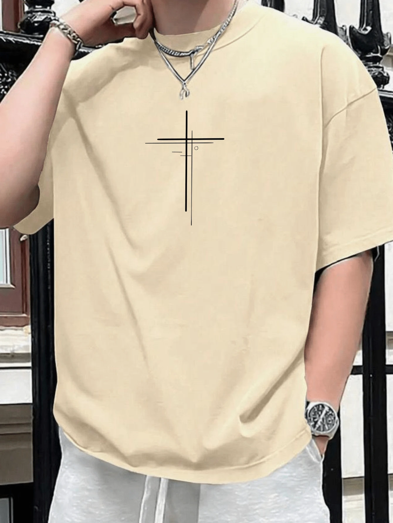 Men Shirts - 米色 - 查看 1