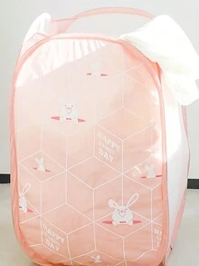 1入組可愛網子彈出式洗衣籃，帶手柄，大容量可折疊輕便髒衣籃，宿舍折疊洗衣籃，洗衣籃折疊收納藍色洗衣籃收納籃可摺疊輕便洗澡筐，適用於家庭、旅行及露營等，可彈出式 - 淺粉紅色 - 查看 1