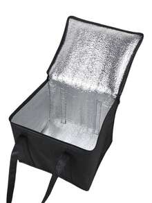 1pc, XL-Large Insulated Grocery Shopping Bags, Black, Reusable Bag,Thermal Zipper,Collapsible,Tote,Cooler,Food Transport Hot And Cold,Camping, Material Delivery Groceries - Black - View 1