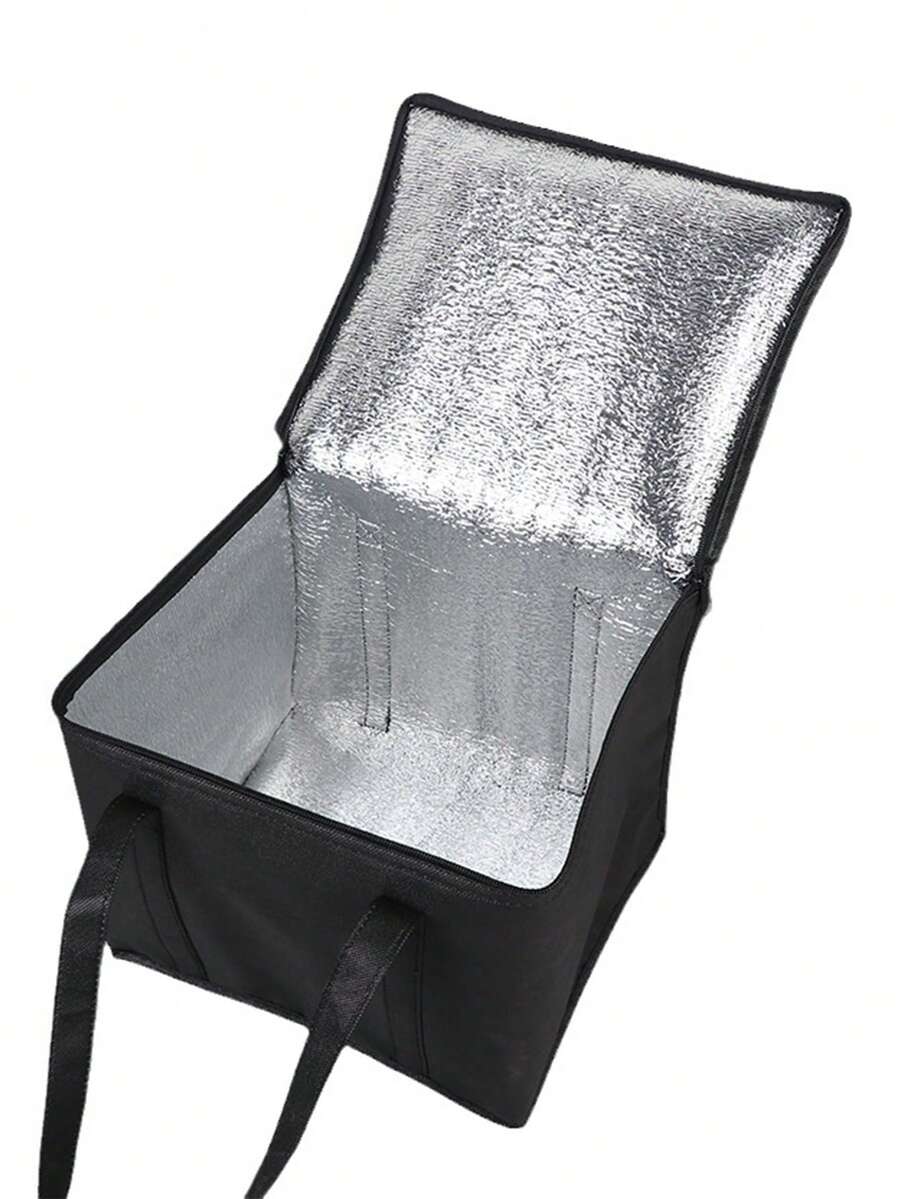 1pc, XL-Large Insulated Grocery Shopping Bags, Black, Reusable Bag,Thermal Zipper,Collapsible,Tote,Cooler,Food Transport Hot And Cold,Camping, Material Delivery Groceries - Black - View 1