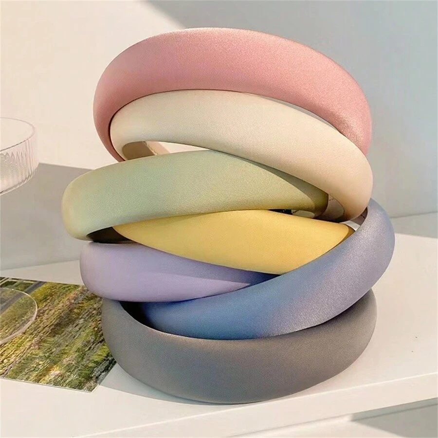 Băng đô xốp bóng satin, băng đô cao màu kẹo mới, phụ kiện tóc mùa hè màu trơn cho nữ, băng đô, băng đô vòng tóc - Nhiều màu - Xem 1