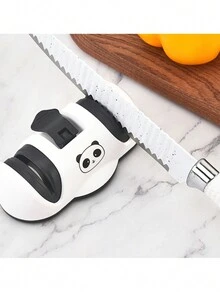 Kitchen Convenient Suction Cup Knife Sharpener, Household White Steel Jade Whetstone Fast Knife Sharpening Tool - White Black - View 5