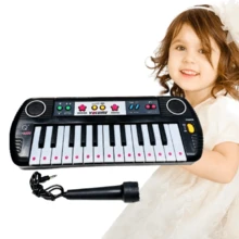 Teclado Infantil Com Microfone Piano Multifunções Brinquedo Musical - Preto - Visão 9