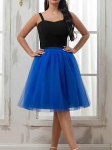 Falda de tul versátil para mujer con cintura elástica, longitud de 65 cm, falda de tutú de 4 capas multicolor, perfecta para el cosplay romántico - Multicolor - Ver 4