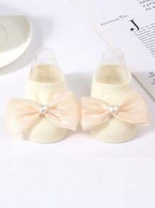 6 双婴儿蝴蝶结公主袜、防滑地板袜和船袜 - 彩色 - 查看 6