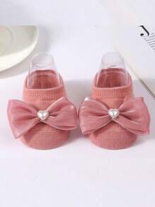 6 双婴儿蝴蝶结公主袜、防滑地板袜和船袜 - 彩色 - 查看 4