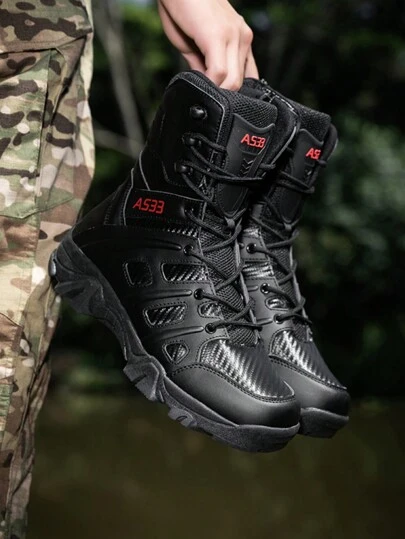 Men's Boots, Comfortable Waterproof Anti-Slip High-Top Zipper Outdoor Desert Hiking Shoes/Boots, Training Boots, Jungle Mountain Waterproof Anti-Slip Hiking Boots, Work Boots, Outdoor Work Boots, Security Boots