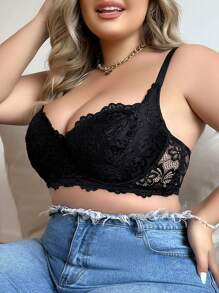 Soutien-gorge léger réglable grande taille avec support de poitrine et design de dos en dentelle, push up et rassemblement, convient pour les marchés européens et américains